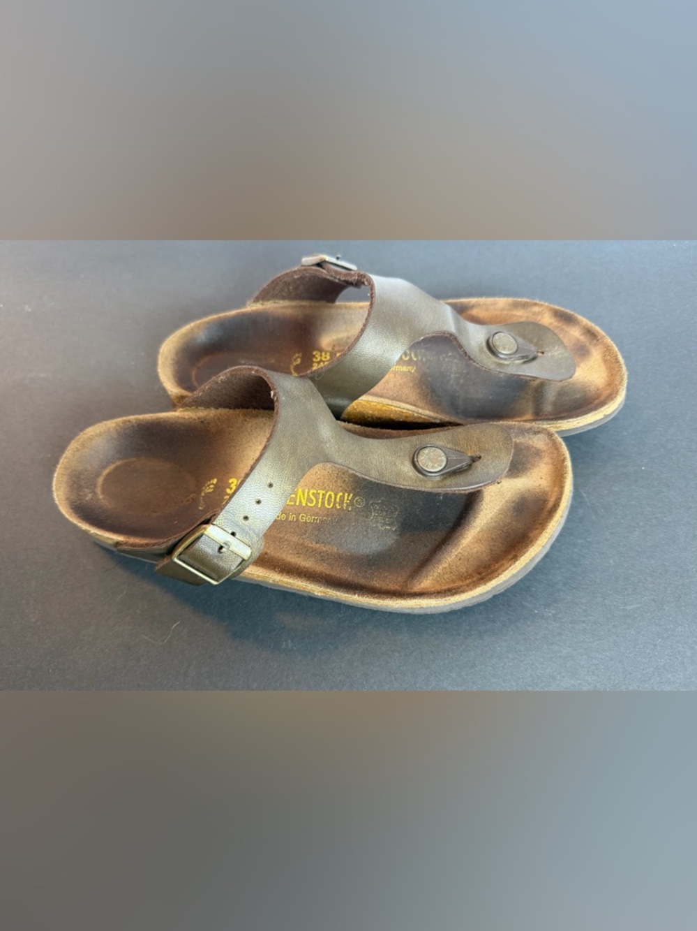 Birkenstock Gizeh Women's Sandals 38/7.5M Brown Leather T-Strap Slip On Thong